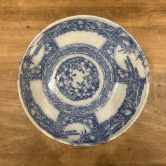 Japanese Chinese Antique Imari Ware Blue and White Small Jar with Lid  5" Round - Picture 2 of 4